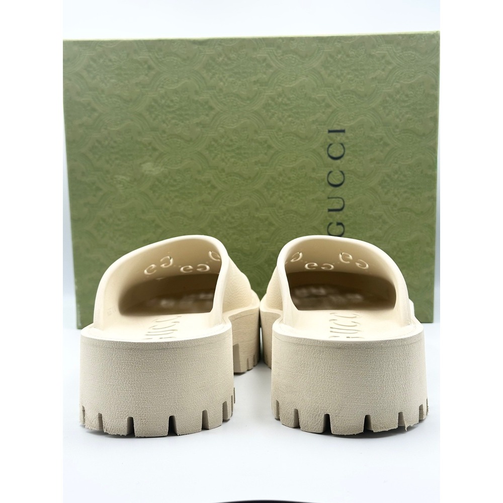 GUCCI  Cut Out Monogram Authentic Bossed GG TREK Women 42 US Size 11 Beige Clog - Picture 5 of 16
